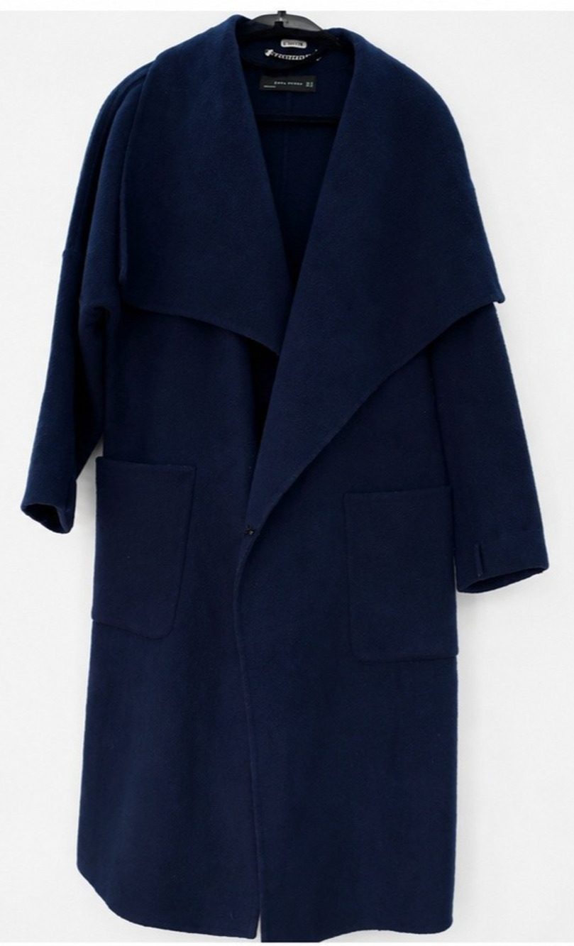 Zara Navy Blue Oversized Drape Coat